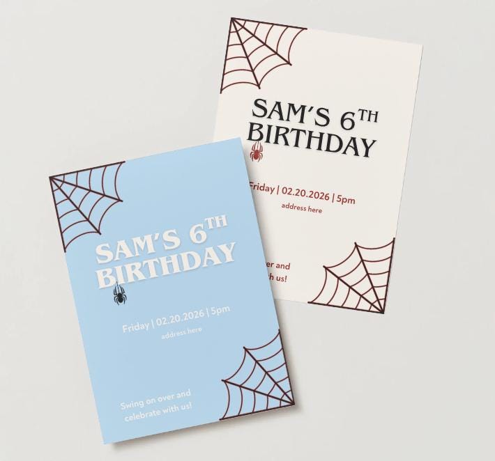 Editable Spiderman Birthday Invitation Template