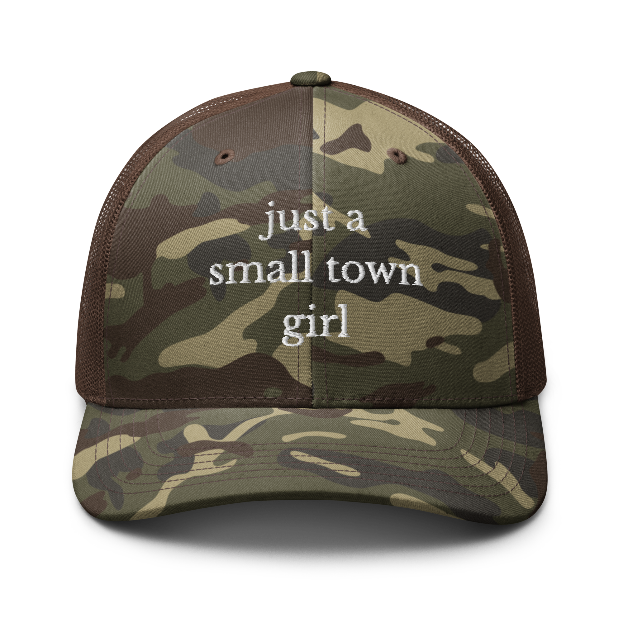 Small town camo trucker hat