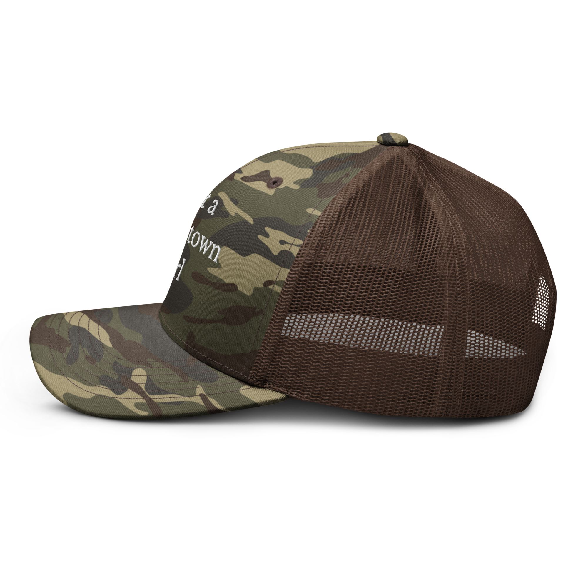 Small town camo trucker hat
