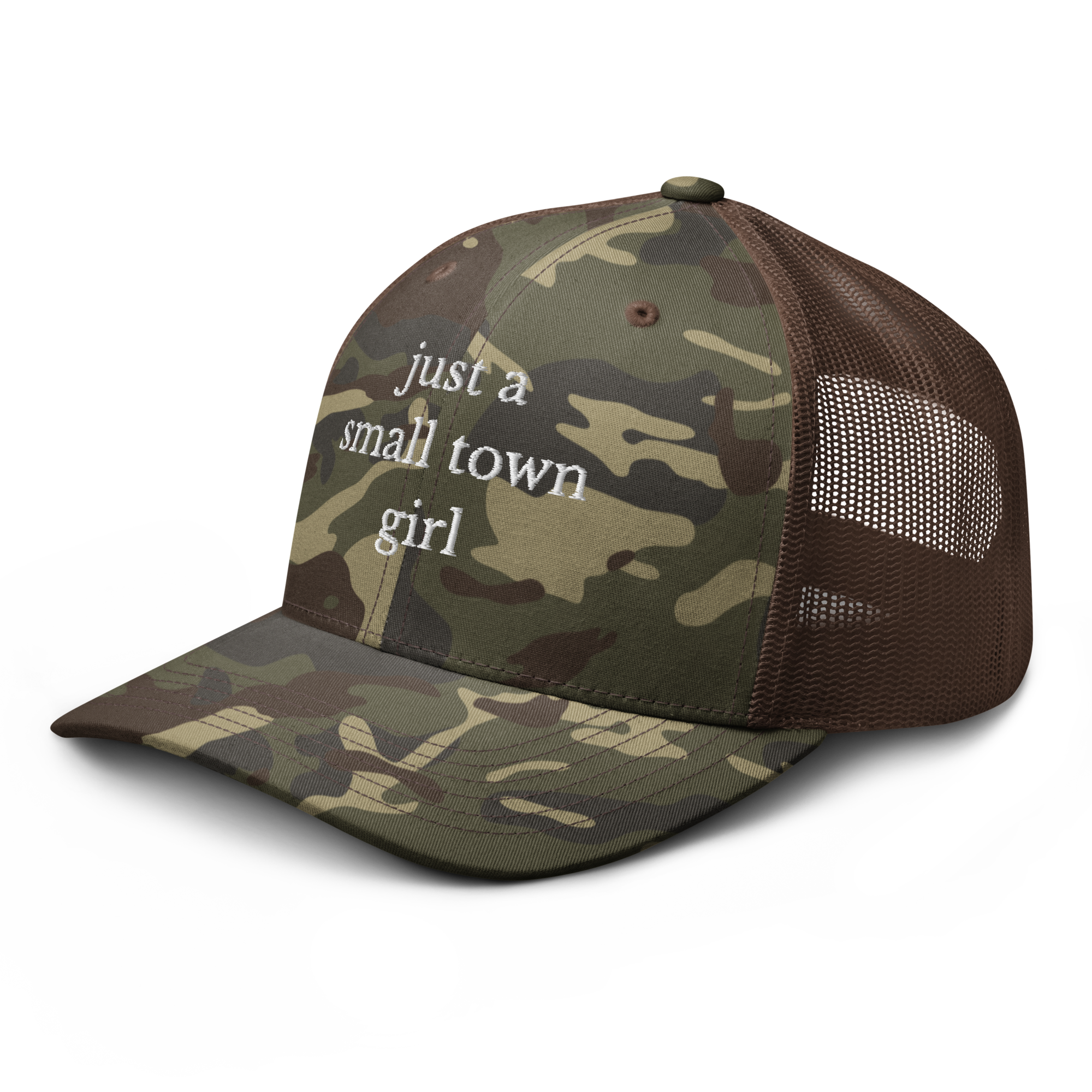 Small town camo trucker hat