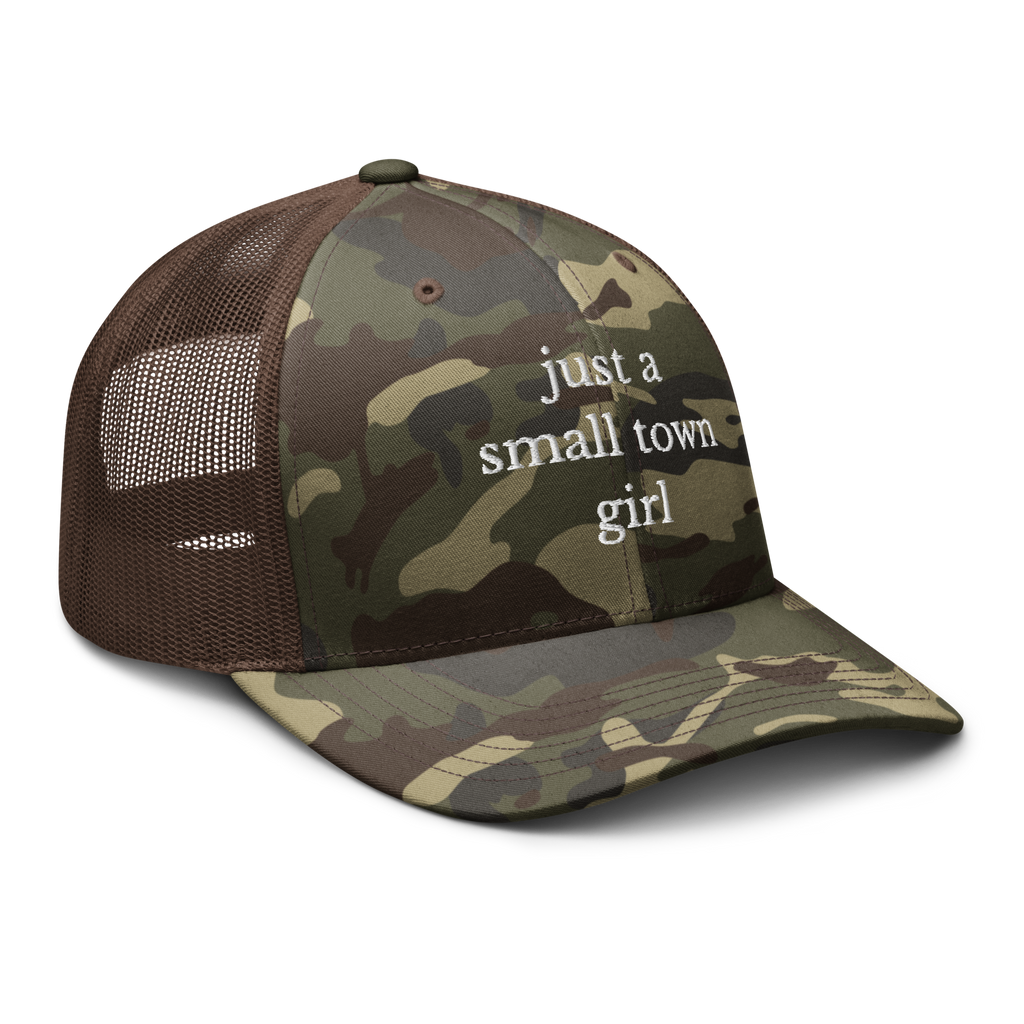 Small town camo trucker hat