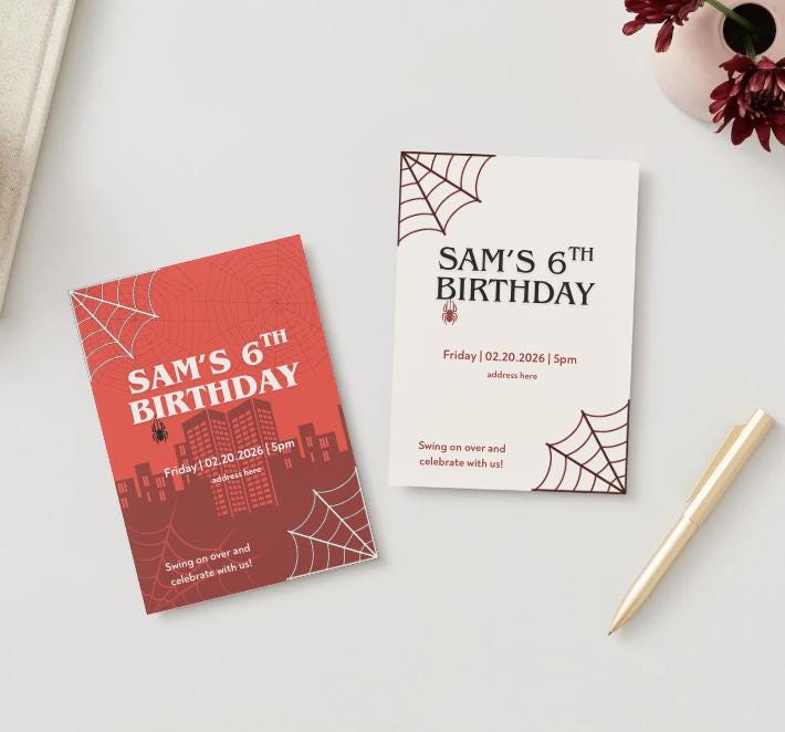 Editable Spiderman Birthday Invitation Template
